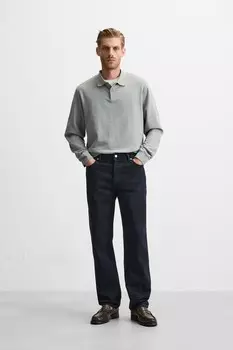 Текстурированная рубашка-поло ZARA, светло-голубой