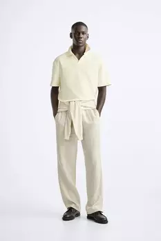 Текстурированная рубашка-поло ZARA, устрично-белый