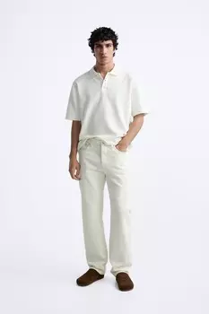 Текстурированная рубашка-поло ZARA, устрично-белый