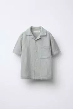 Текстурированная рубашка с карманом ZARA, цвет Pearl grey
