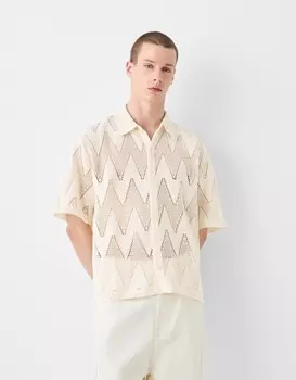 Текстурированная рубашка с коротким рукавом Bershka, желтый