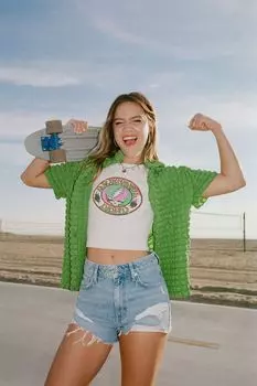 Текстурированная рубашка с короткими рукавами Forever 21, зеленый