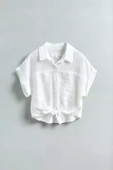 Текстурированная рубашка с узлом ZARA, белый