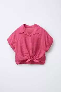 Текстурированная рубашка с узлом ZARA, цвет Fuchsia