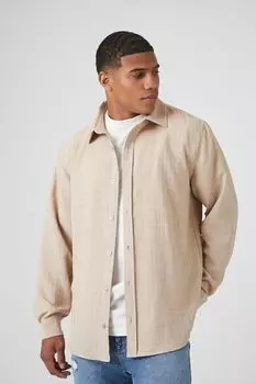 Текстурированная рубашка с закругленным краем Forever 21, серо-коричневый