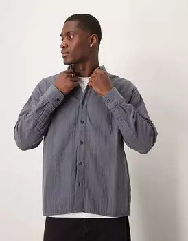 Текстурированная рубашка свободного кроя с длинными рукавами в темно-синем цвете Abercrombie & Fitch