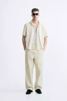 Текстурированная рубашка ZARA, экрю