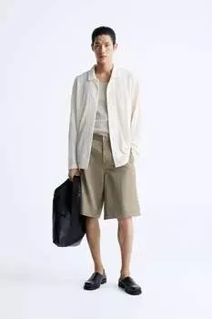 Текстурированная рубашка ZARA, белый