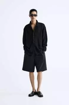 Текстурированная рубашка ZARA, черный