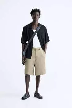 Текстурированная рубашка ZARA, черный