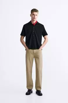 Текстурированная рубашка ZARA, черный