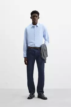Текстурированная рубашка ZARA, небесно-голубой