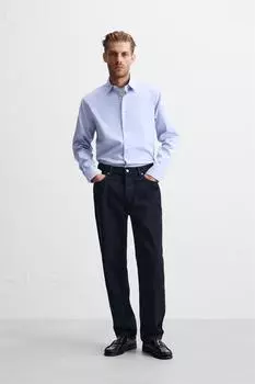 Текстурированная рубашка ZARA, небесно-синий