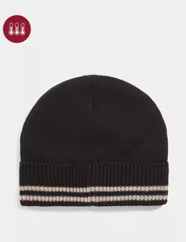Текстурированная шапка-бини с термоутеплителем Marks & Spencer, черный