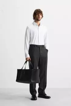 Текстурированная стрейч рубашка ZARA, белый