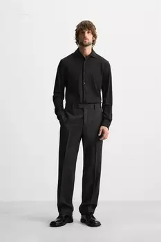 Текстурированная стрейч рубашка ZARA, черный