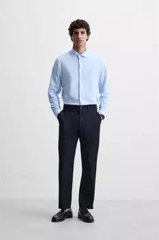 Текстурированная стрейч рубашка ZARA, небесно-голубой