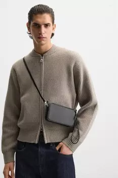 Текстурированная сумка через плечо ZARA, черный
