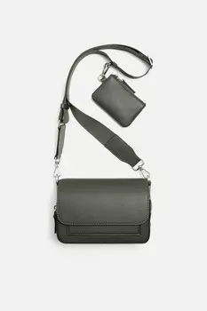 Текстурированная сумка через плечо ZARA, зеленый