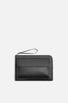 Текстурированная сумка-клатч ZARA, черный
