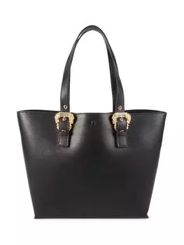 Текстурированная сумка-тоут с логотипом Versace, черный