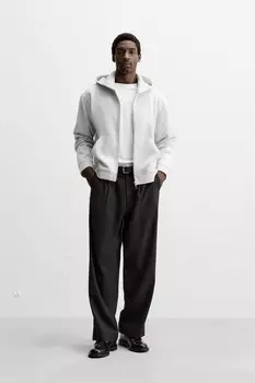 Текстурированная толстовка с капюшоном ZARA, серый мергель