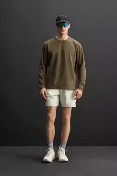 Текстурированная тренировочная футболка ZARA, оливково-зеленый