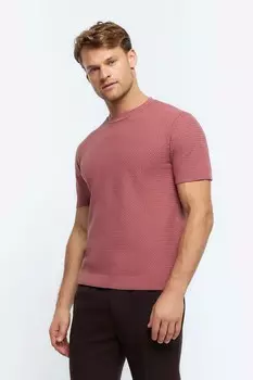Текстурированная трикотажная футболка River Island, розовый