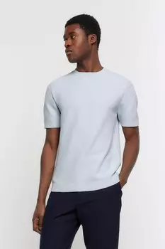 Текстурированная трикотажная футболка River Island, синий