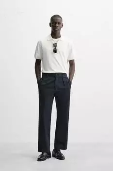 Текстурированная трикотажная рубашка поло ZARA, экрю