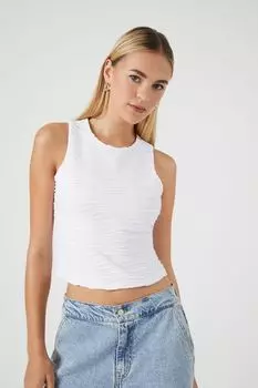 Текстурированная трикотажная укороченная майка Forever 21, белый