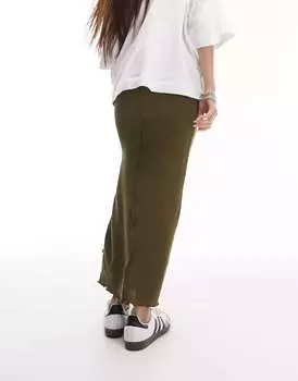 Текстурированная юбка миди Topshop цвета темного хаки