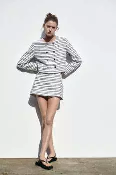 Текстурированная юбка ZARA, синий/белый
