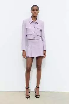 Текстурированная юбка ZARA, сиреневый/белый
