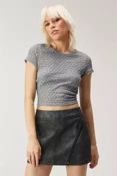 Текстурированная укороченная футболка с короткими рукавами Nasty Gal, серый