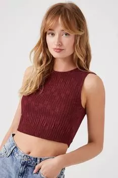 Текстурированная укороченная майка Forever 21, бордовый
