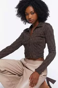 Текстурированная укороченная рубашка Forever 21, коричневый