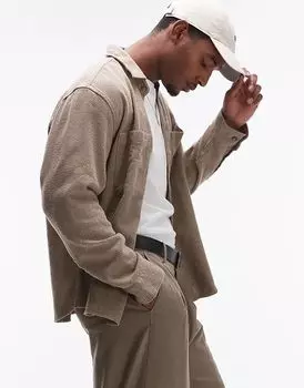 Текстурированная верхняя рубашка кремового цвета Selected Homme