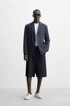 Текстурированная верхняя рубашка в елочку ZARA, синий