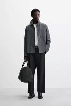 Текстурированная верхняя рубашка ZARA, синий/серый