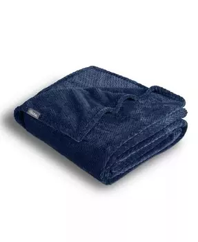Текстурированное микроплюшевое флисовое одеяло/одеяло Queen Bare Home, синий