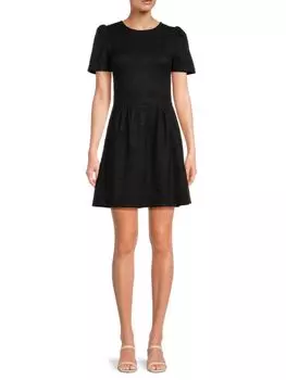 Текстурированное мини-платье с расклешенной юбкой Love Ady, черный