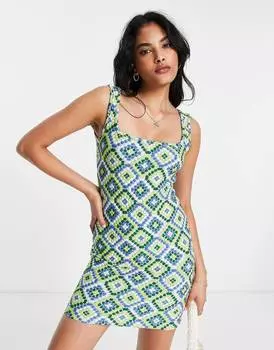 Текстурированное облегающее платье мини Topshop aztec
