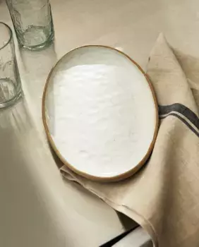 Текстурированное овальное блюдо Zara Home, цвет Oyster White