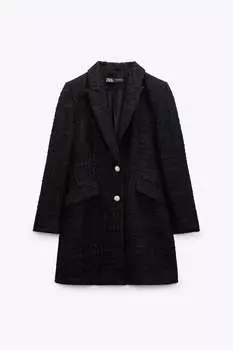 Текстурированное пальто ZARA, черный