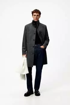 Текстурированное пальто ZARA, серый