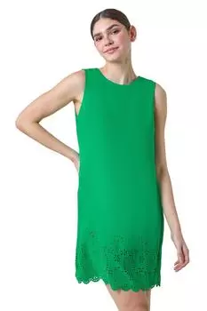 Текстурированное платье прямого кроя с цветочным подолом Roman, зеленый