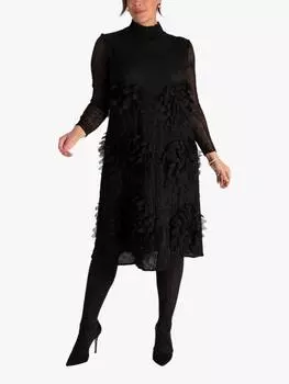 Текстурированное платье с цветочной аппликацией chesca, черный