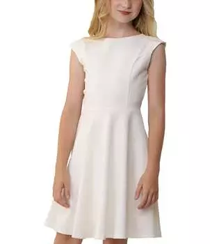 Текстурированное платье-трапеция Un Deux Trois для больших девочек 7–22 лет с короткими рукавами, слоновая кость