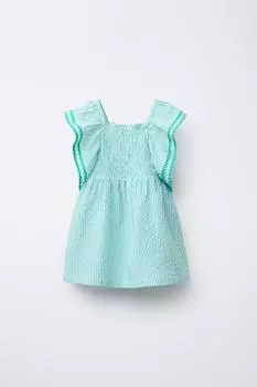 Текстурированное платье в полоску ZARA, синий